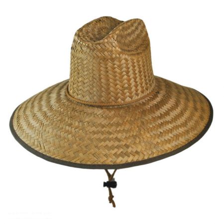 Dorfman Pacific Company Palm Leaf Straw Lifeguard Hat w/ Bound Brim