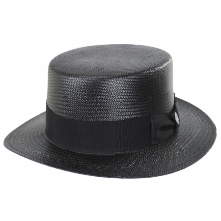 Keeneland Shantung Straw Skimmer Hat - Black alternate view 13