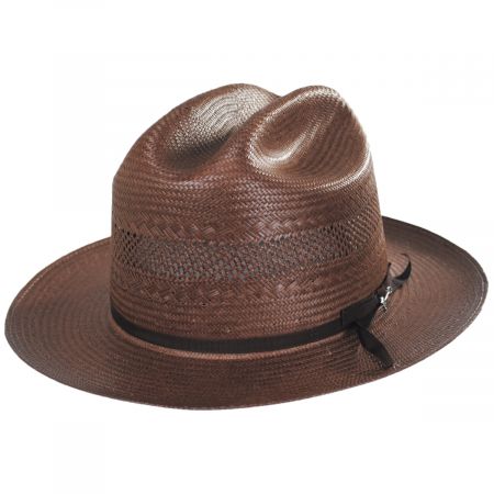 Open Road Vented Shantung Straw Western Hat - Chocolate Brown alternate view 9