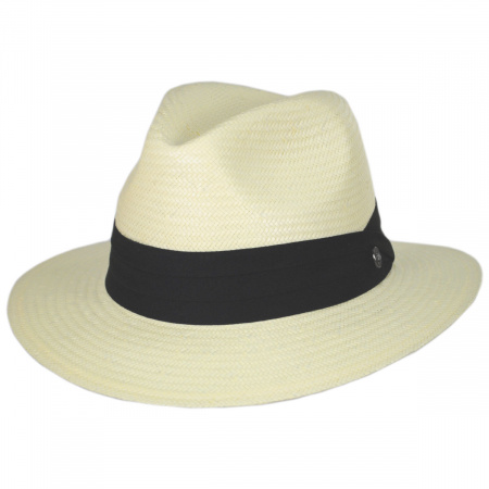 Jaxon Hats Toyo Straw Safari Fedora Hat - Black Band