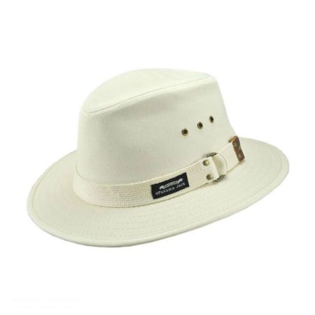 Panama Jack Cotton Canvas Safari Fedora Hat - Natural