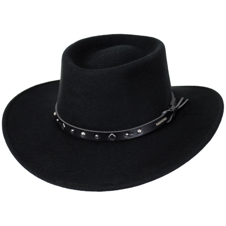 Stetson Black Hawk Crushable Wool Felt Gambler Cowboy Hat - Black
