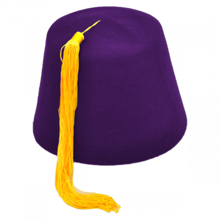 Village Hat Shop Purple Wool Fez with Gold Tassel