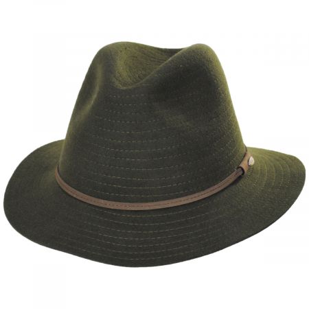 Scala Bourke Wool Felt Crushable Safari Fedora Hat