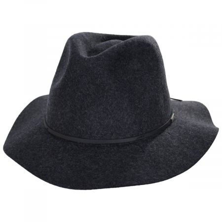 Brixton Hats Wesley Wool Felt Floppy Fedora Hat - Black Heather