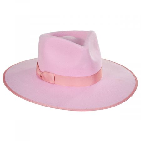 Wool Felt Rancher Fedora Hat - Pink
