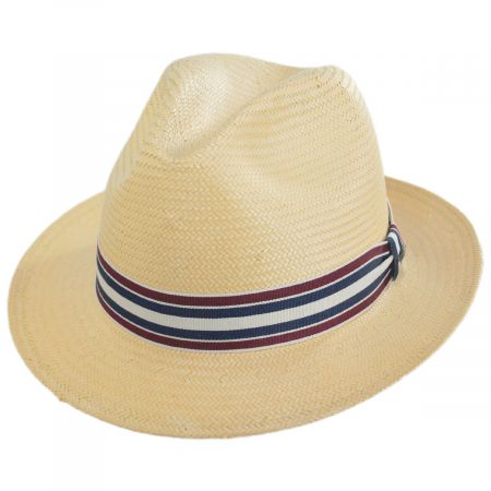 Scala Capital Striped Band Toyo Straw Fedora Hat