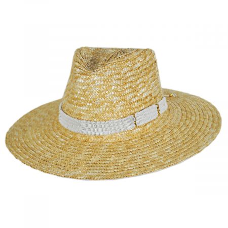 Nikki Beach Alessia Milan Straw Fedora Hat - Natural/White