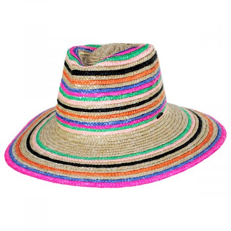 Joanna Striped Wheat Straw Fedora Hat