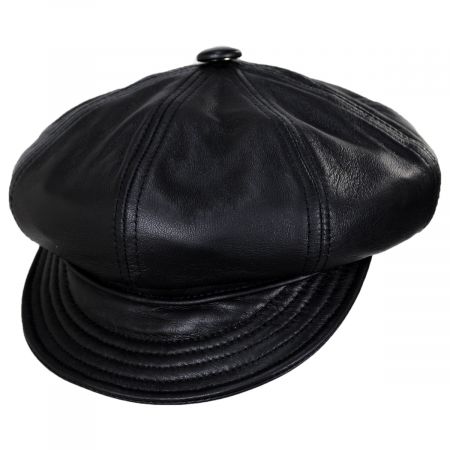 New York Hat Company Spitfire Lambskin Leather Newsboy Cap