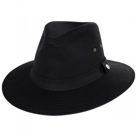 Jaxon Hats Cotton Oilcloth Safari Fedora Hat - Black