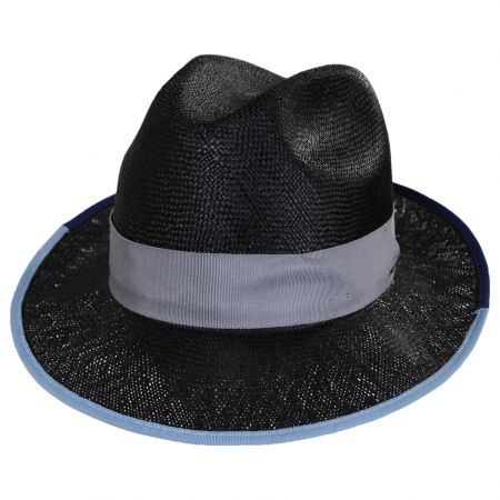 Bailey Hesmond Sisal Litestraw Fedora Hat - Black/Blue