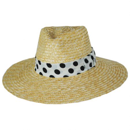 Brixton Hats Joanna Wheat Straw Fedora Hat - Polka Dot