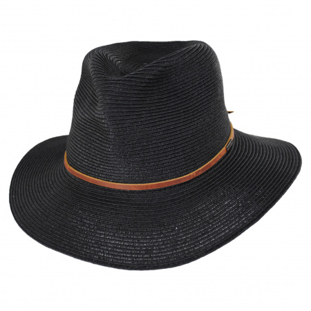 Brixton Hats Wesley Braided Toyo Straw Fedora Hat - Black/Brown
