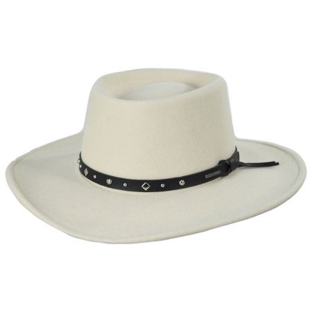Stetson Black Hawk Crushable Wool Felt Gambler Cowboy Hat - Silverbelly