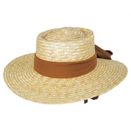 Aries Wide Brim Wheat Straw Boater Sun Hat - Honey