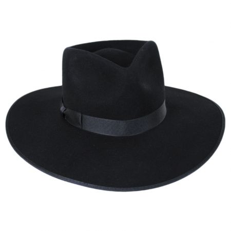 Lack of Color Wool Felt Rancher Fedora Hat - Black