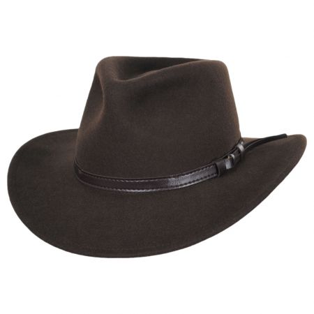 Jaxon Hats Crushable Wool Felt Outback Hat - Olive Green