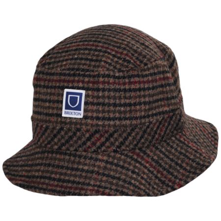 Brixton Hats Beta Houndstooth Plaid Wool Blend Packable Bucket Hat