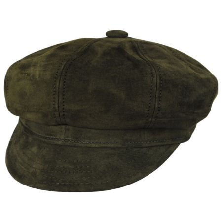 New York Hat Company Spitfire Suede Leather Newsboy Cap