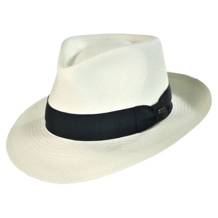 Scala Hot Springs Panama Straw C-Crown Fedora Hat