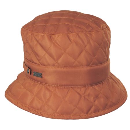 Betmar Quilted Nylon Rain Bucket Hat - Orange