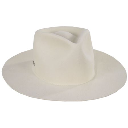 M.D.Y Womens Wide Brim Hat Wool Fedora Hat with Cortex White Flowers