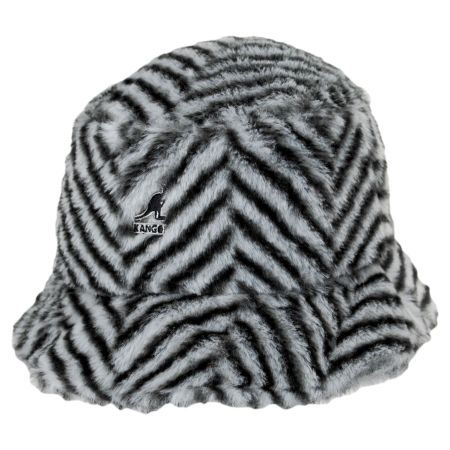 Herringbone Faux Fur Bucket Hat