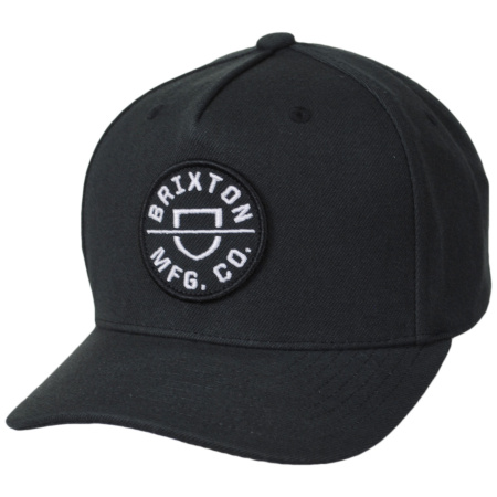 Brixton Hats Crest 5-Panel Wool Blend Snapback Baseball Cap - Black