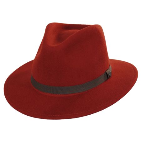Messer Packable Wool Felt Fedora Hat - Orange