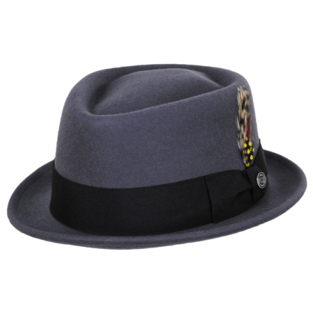  B2B Jaxon Hats Wool Felt Diamond Crown Fedora Hat - Gray