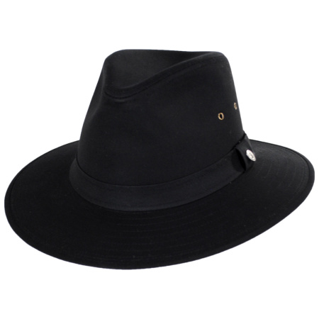  B2B Jaxon Hats Cotton Oilcloth Safari Fedora Hat - Black