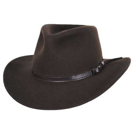  B2B Jaxon Hats Crushable Wool Felt Outback Hat - Olive Green