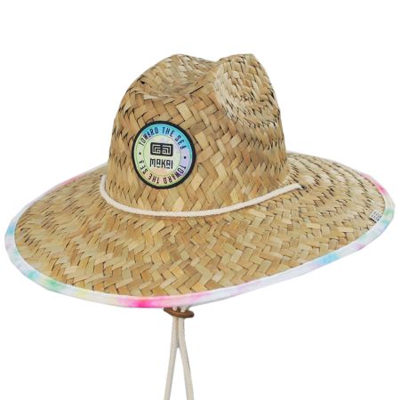 Makai Hat Company Splash Tie Dye Artisan Rush Straw Lifeguard Hat