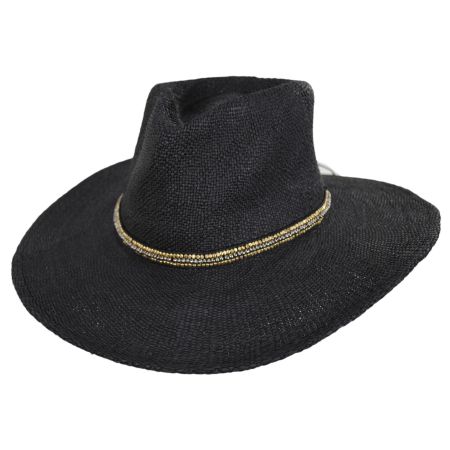 Nikki Beach Monte Carlo Toyo Straw Rancher Hat - Black