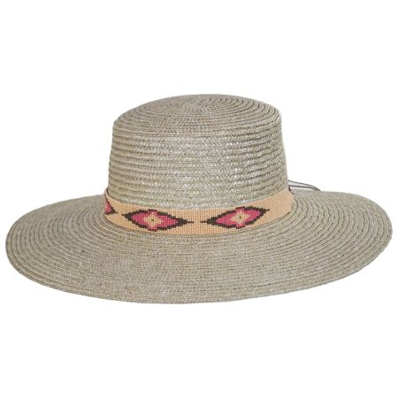 Nikki Beach Pink Cobra Milan Straw Boater Hat