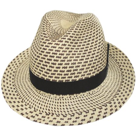 Hernen Two-Tone Panama Straw Fedora Hat