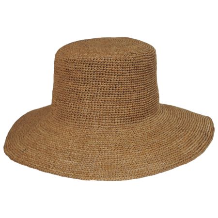 Inca Wide Brim Crochet Raffia Straw Bucket Hat