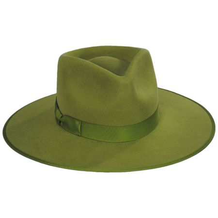 Wool Felt Rancher Fedora Hat - Light Green