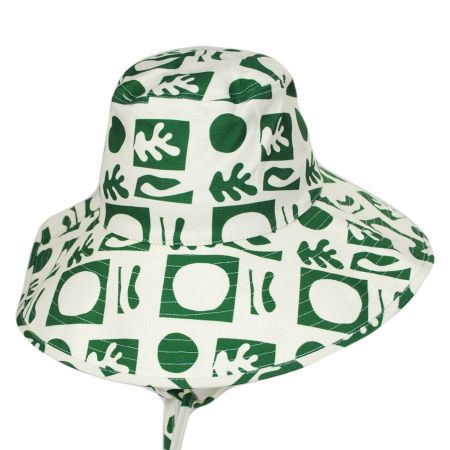 Holiday Retro Cotton Bucket Hat - White/Green
