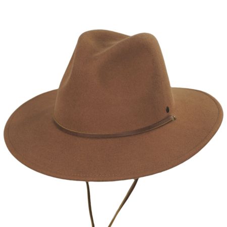 Field Wool Felt Wide Brim Fedora Hat - Saddle