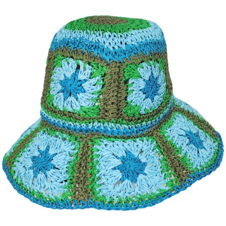 Fergie Granny Square Hand Crochet Toyo Straw Bucket Hat alternate view 21