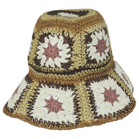 Fergie Granny Square Hand Crochet Toyo Straw Bucket Hat alternate view 13