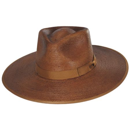 Brixton Hats Jo Palm Straw Rancher Fedora Hat - Rust