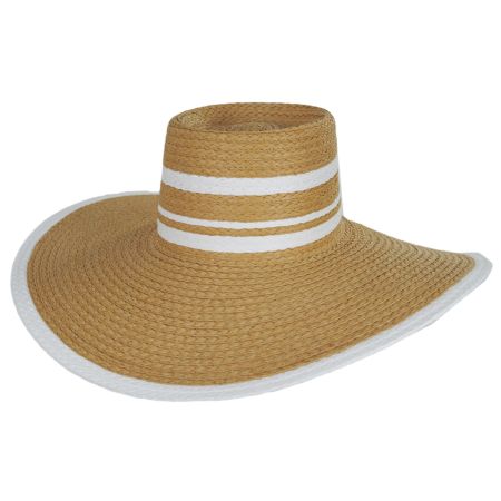 Striped Wide Brim Toyo Straw Boater Hat alternate view 5