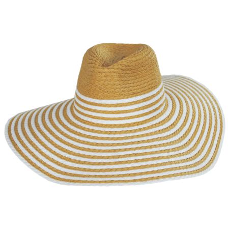Jeanne Simmons Striped Wide Brim Toyo Straw Fedora Hat