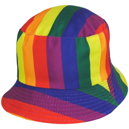 Jeanne Simmons Rainbow Striped Cotton Reversible Bucket Hat