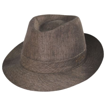 Linen Herringbone Trilby Fedora Hat alternate view 29