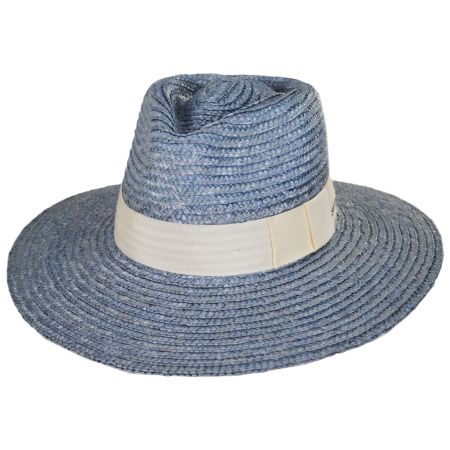 Brixton Hats Joanna Petite Brim Wheat Straw Fedora Hat - Light Gray