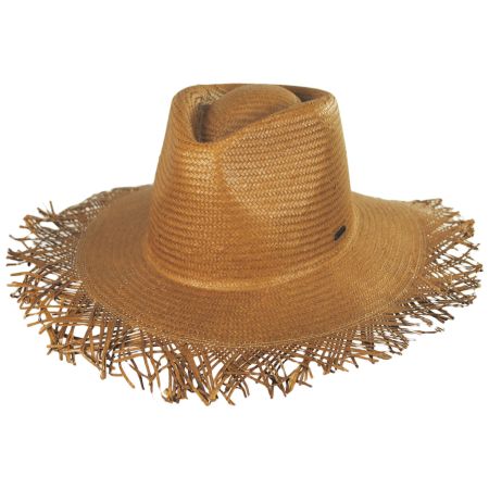 Jo Toyo Straw Frayed Fedora Hat - Copper